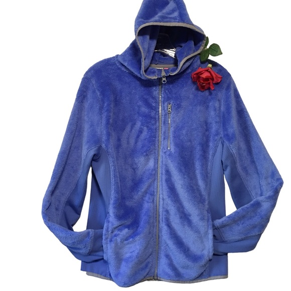 Fleece fuzzy cozy zip jacket fleece setpa blue hoodie full zip LG by SO … - Picture 1 of 11